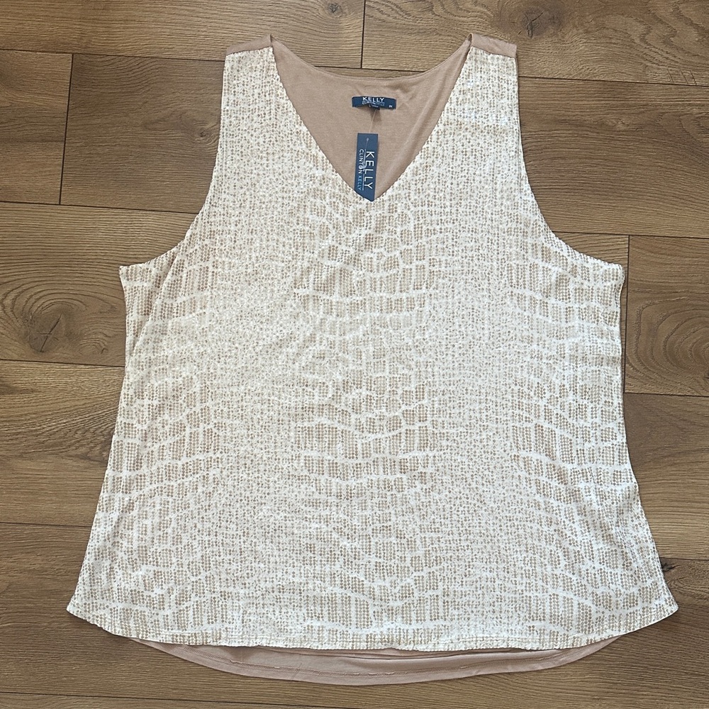 NWT Kelly by Clinton Kelly Sequin Basic‎ Knit Tank Top 2x